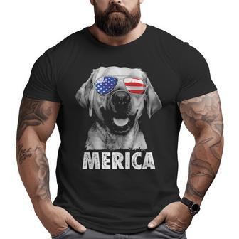 Labrador 4Th Of July Merica Sunglasses Men Usa American Flag Big and Tall Men T-shirt | Mazezy
