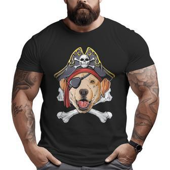 Labrador Pirate Jolly Roger Flag Skull Crossbones Big and Tall Men T-shirt | Mazezy