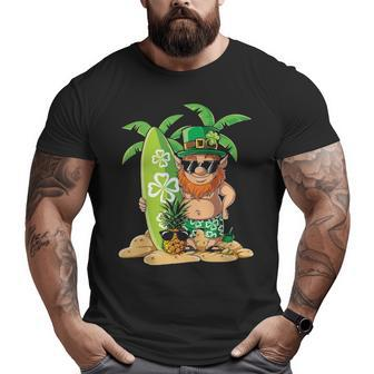 Leprechaun Hawaiian Surfing St Patricks Day Hawaii Big and Tall Men T-shirt | Mazezy