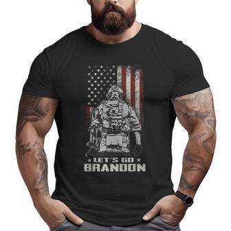 Let's Go Brandon Veteran Us Army Battle Flag Idea Big and Tall Men T-shirt | Mazezy