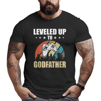 Leveled Up To Godfather Video Gamer Gaming Big and Tall Men T-shirt | Mazezy