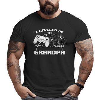 I Leveled Up To Grandpa Gaming Baby Gender Announcement Big and Tall Men T-shirt | Mazezy