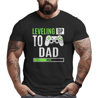 Leveling Up To Dad Gaming Baby Gender Reveal Announcement Big and Tall Men T-shirt | Mazezy