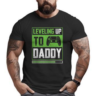 Leveling Up To Daddy Vintage Gamer Pregnancy Announcement Big and Tall Men T-shirt | Mazezy