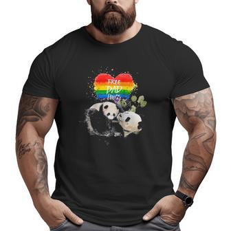 Lgbt Pride Papa Panda Bear Free Dad Hugs Father's Day Love Raglan Baseball Tee Big and Tall Men T-shirt | Mazezy