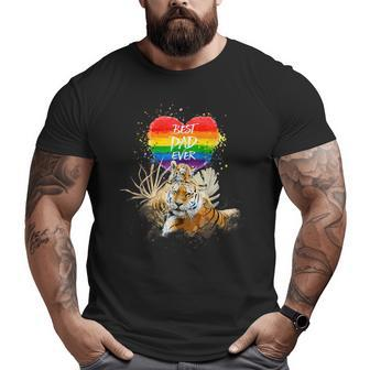 Lgbtq Pride Daddy Tiger With Baby Best Dad Ever Big and Tall Men T-shirt | Mazezy