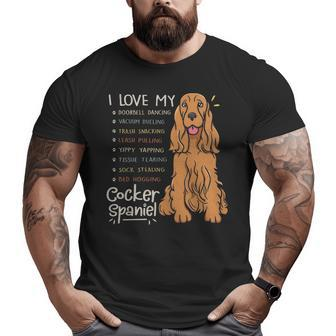 I Love My Cocker Spaniel Dog Mom Dad Big and Tall Men T-shirt | Mazezy