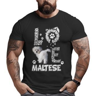 Love Maltese Dog Paw Sunflower Lover Costume Big and Tall Men T-shirt | Mazezy