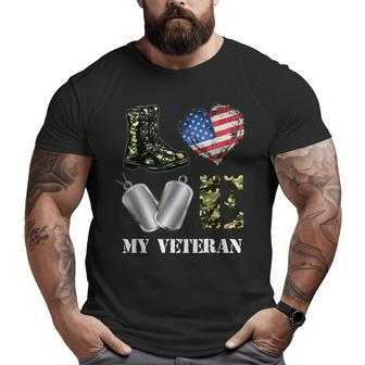 Love My Veteran Army Boots Camo Military Big and Tall Men T-shirt | Mazezy