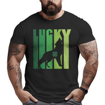 Lucky Wolf Lovers Shamrock Irish St Patricks Day Big and Tall Men T-shirt | Mazezy
