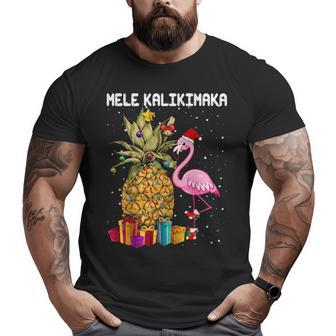 Mele Kalikimaka Pineapple Flamingo Sweat Big and Tall Men T-shirt | Mazezy