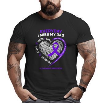 In Memory Dad Purple Alzheimer's Awareness Big and Tall Men T-shirt | Mazezy
