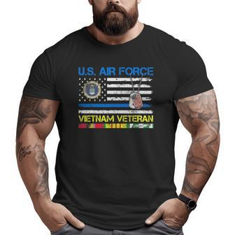 Men US Air Force Vietnam Veteran Usaf Veteran Flag Vintage Big and Tall Men T-shirt | Mazezy