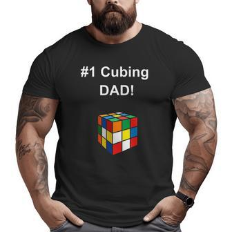 Mens 1 Cubing Dad Speed Cubing Puzzle Graphic Big and Tall Men T-shirt | Mazezy