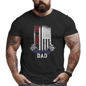Mens American Flag Dirt Track Racing Dad Race Flag Big and Tall Men T-shirt | Mazezy