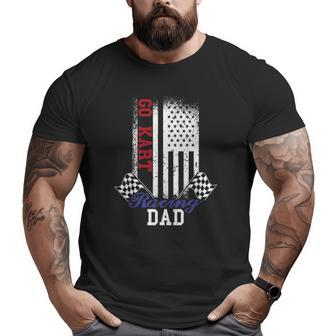 Mens American Flag Go Kart Racing Race Dad Flag Big and Tall Men T-shirt | Mazezy
