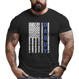 Mens American Flag Police Dad For Cop Father's Day Big and Tall Men T-shirt | Mazezy