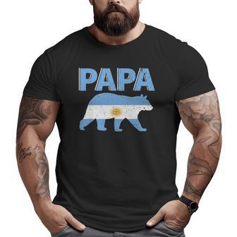 Mens Argentina Flag Papa Bear Argentinian Dad Father's Day Big and Tall Men T-shirt | Mazezy AU