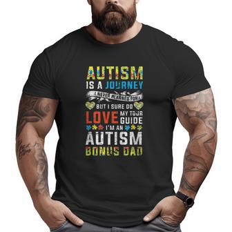 Mens Autism Bonus Dad Journey Quote Autism Awareness Big and Tall Men T-shirt | Mazezy