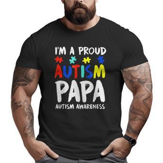 Mens Autism Papa Proud Autism Papa Autism Awareness Tee Big and Tall Men T-shirt | Mazezy