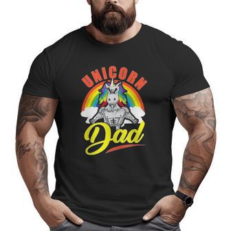 Mens Awesome Unicorn Dad Cool Unicorn Dads Big and Tall Men T-shirt | Mazezy