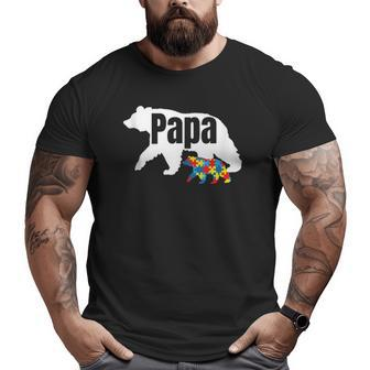 Mens Bear With Cub Cool Autism Awareness Papa Dad Big and Tall Men T-shirt | Mazezy