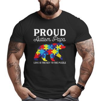 Mens Mens Bear Proud Autism Papa Autism Awareness Month Big and Tall Men T-shirt | Mazezy