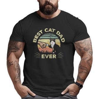 Mens Best Cat Dad Ever Kitten Fist Bump Cute Pet Owner Father Big and Tall Men T-shirt | Mazezy