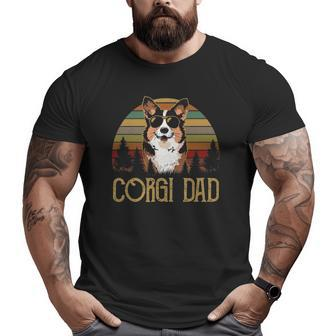 Mens Best Corgi Dad Ever Retro Vintage Corgi Dad Father's Day Big and Tall Men T-shirt | Mazezy AU
