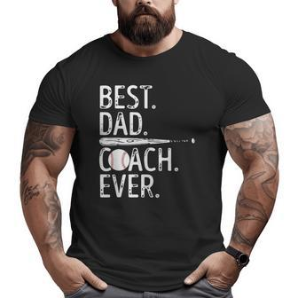 Mens Best Dad Coach Ever Baseball Patriotic For Father's Day Big and Tall Men T-shirt | Mazezy