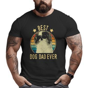 Mens Best Dog Dad Ever Japanese Chin Father's Day Big and Tall Men T-shirt | Mazezy