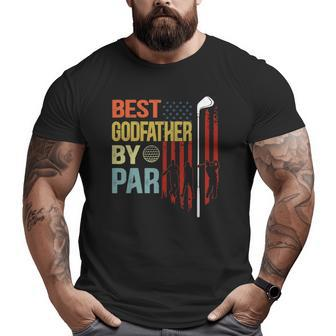 Mens Best Godfather By Par Flag Father's Day Golfing Big and Tall Men T-shirt | Mazezy