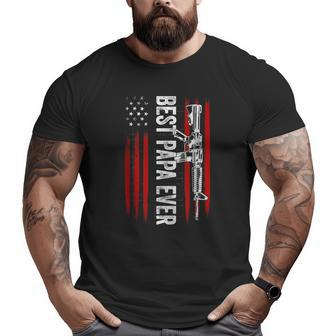 Mens Best Papa Ever Dad Gun Rights Ar-15 American Flag Patriotic Big and Tall Men T-shirt | Mazezy
