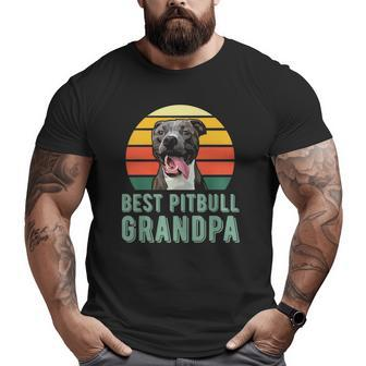 Mens Best Pitbull Grandpa Cute Dog Lover Vintage Style Big and Tall Men T-shirt | Mazezy