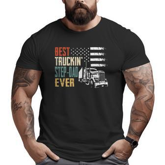 Mens Best Trucking Step-Dad Ever Big Rig Trucker Truckin Big and Tall Men T-shirt | Mazezy
