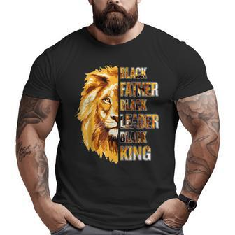Mens Black Father King Fathers Day African American Lion Dad Big and Tall Men T-shirt | Mazezy