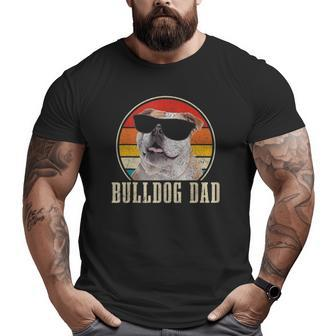 Mens Bulldog Dad Vintage Sunglasses Dog English Bulldog Big and Tall Men T-shirt | Mazezy