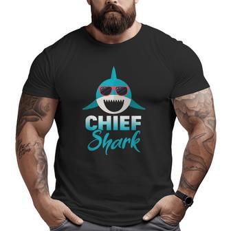 Mens Chief Shark Wearing Cool Sunglasses Grandpa Big and Tall Men T-shirt | Mazezy