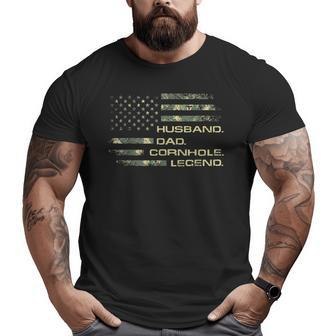 Mens Cornhole Husband Dad Cornhole Legend American Flag Big and Tall Men T-shirt | Mazezy UK