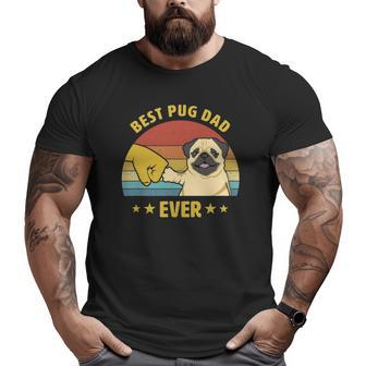 Mens Cute Best Pug Dad Ever Proud Vintage Puppy Lover Pug Retro Big and Tall Men T-shirt | Mazezy