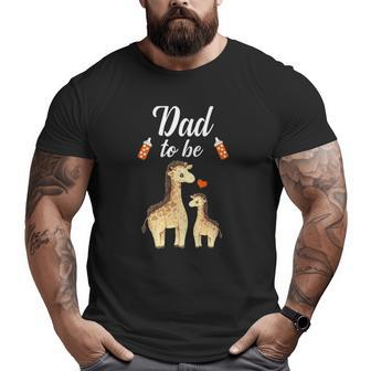 Mens Dad To Be Giraffe Baby Shower Cute Animal Big and Tall Men T-shirt | Mazezy