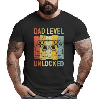 Mens Dad Level Unlocked Soon To Be Father Pregnancy Announcement Big and Tall Men T-shirt | Mazezy