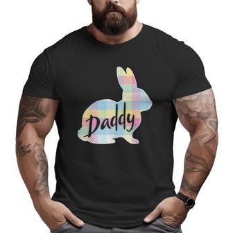 Mens Daddy Bunny Rabbit Pastel Plaid Father Dad Easter Big and Tall Men T-shirt | Mazezy