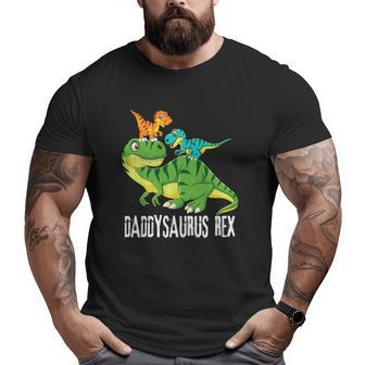 Mens Daddy Daddysaurus Rex 2 Kids Dinosaur Father's Day Big and Tall Men T-shirt | Mazezy