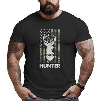 Mens Deer Hunter Dad Fathers Day Hunting American Flag Camo Papa Big and Tall Men T-shirt | Mazezy DE