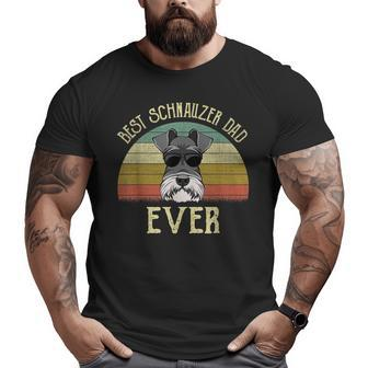 Mens Dog Vintage Best Schnauzer Dad Ever Fathers Day Big and Tall Men T-shirt | Mazezy