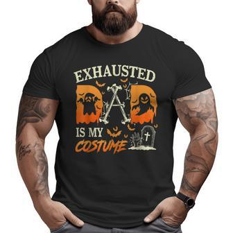 Mens Exhausted Dad Costume Matching Halloween Men Big and Tall Men T-shirt | Mazezy
