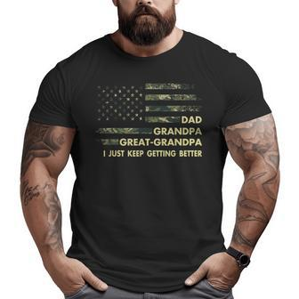 Mens Fathers Day From Grandkids Dad Grandpa Great Grandpa Big and Tall Men T-shirt | Mazezy