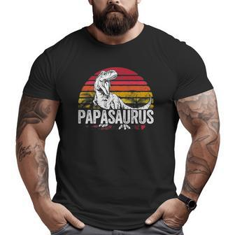 Mens Father's Day For Papa Papasaurus Dinosaurrex Grandpa Big and Tall Men T-shirt | Mazezy