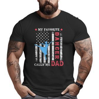 Mens My Favorite Ballet Dancer Calls Me Dad Usa Flag Father's Day Big and Tall Men T-shirt | Mazezy